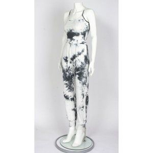 JOYFUNEAR 2-piece Bodysuit Top & Casual Pants Ivory Gray Tiedye Small NEW - 015